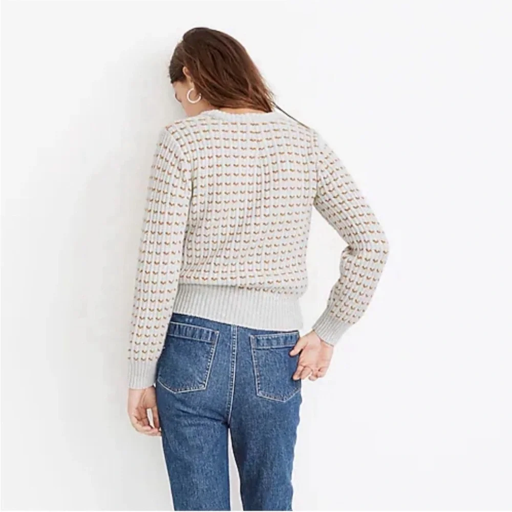 Madewell Striped Metallic Barfield Wool Blend Sweater Sz Small Heather B…